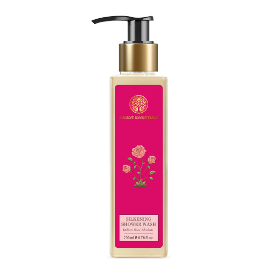 Forest Essentials Silkening Shower Wash Indian Rose Absolute | Natural Body Wash For Soft & Smooth Skin | Paraben & Sulphate Free Ayurvedic Body Wash | For Women & Men | 200 ml