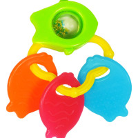 Funskool Giggles, Fish Teether, Teether for Babies to soothen their gums, Easy to Grasp and chew with rattle sounds, 3 months & above, Infant Toys