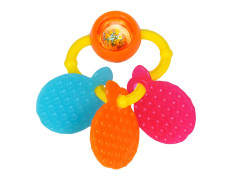 Giggles Funskool Giggles - Orange Teether, Teether for Babies to sooth their gums, Easy to Grasp and chew with rattle sounds, 3 months & above, Infant Toys