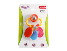 Giggles Funskool Giggles - Orange Teether, Teether for Babies to sooth their gums, Easy to Grasp and chew with rattle sounds, 3 months & above, Infant Toys