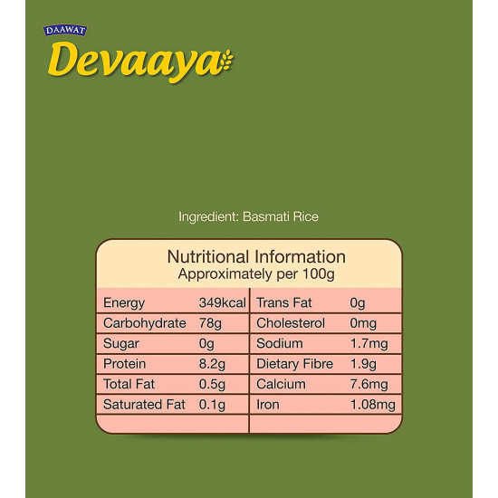 Daawat Devaaya, Long & Fluffy Grains Basmati Rice, 5 Kg