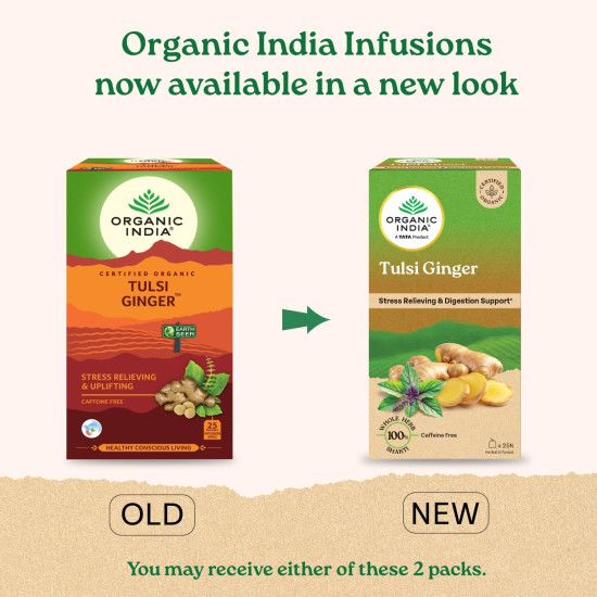 Organic India Infusion Tea Bags - Tulsi Ginger, 25 Bags