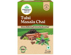 A TATA Product - Organic India Tulsi Masala Chai, 25 Tea Bags, Stress Relieving*, Refreshing And Relaxing, 100% Whole Herb Power*, Certified Organic, Unbleached Filter Paper Tea Bags