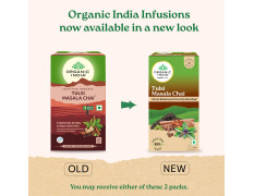 A TATA Product - Organic India Tulsi Masala Chai, 25 Tea Bags, Stress Relieving*, Refreshing And Relaxing, 100% Whole Herb Power*, Certified Organic, Unbleached Filter Paper Tea Bags