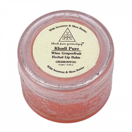 Khadi Natural Wine Grapefruit Lip Balm with Beeswax and Shea Butter 5g| Herbal Lip Balm for Soft Lips | Nourishing Lip Balm for Chapped Lips | Free From Harsh Chemicals | Unisex Formula