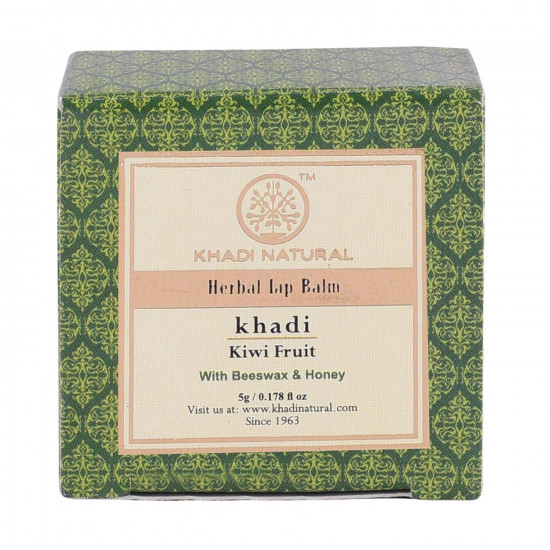 Khadi Natural Kiwi Fruit Lip Balm with Beeswax and Honey, 5g| Herbal Lip Balm for Soft Lips | Nourishing Lip Balm for Chapped Lips | Free From Harsh Chemicals | Unisex Formula