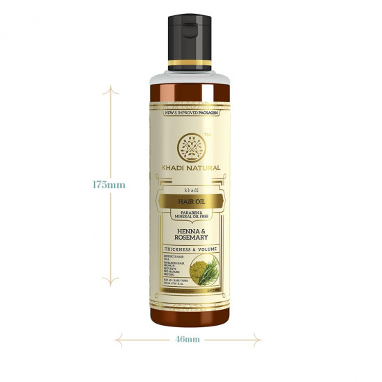 Khadi Natural Rosemary & Henna Hair Oil, Natural Oil For Thick & Voluminous Hair Oil For Controlling Hair Fall & Premature Greying, Paraben & Mineral Oil Free, Suitable For All Hair Types, 210ml