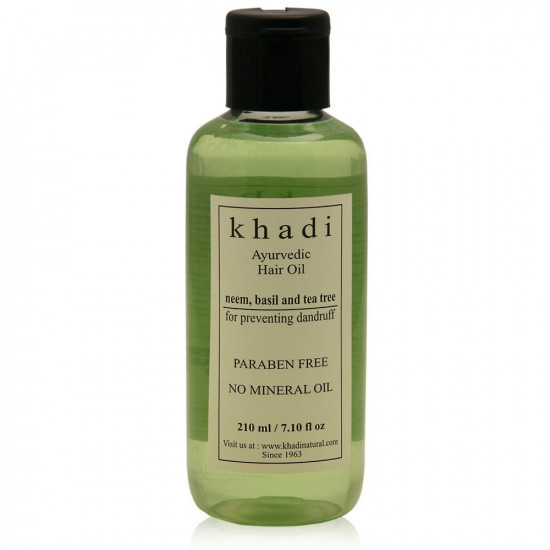 Khadi Natural Neem, Teatree and Basil Herbal Hair Oil, Paraben Mineral Oil Free, 210ml|Unique non-greasy hair formula|Boosts hair growth and overall hair health|Suitable for All Hair Types
