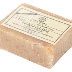 Khadi Natural Lavender & Ylang Ylang with Lavender Flowers Soap| Herbal Soap for Soft Skin| Herbal Soap with Essential Oil | Handmade Bathing Soap | Suitable for All Skin Types|100gm
