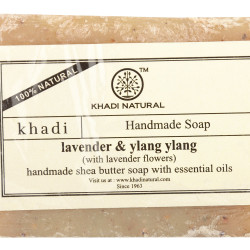 Khadi Natural Lavender & Ylang Ylang with Lavender Flowers Soap| Herbal Soap for Soft Skin| Herbal Soap with Essential Oil | Handmade Bathing Soap | Suitable for All Skin Types|100gm