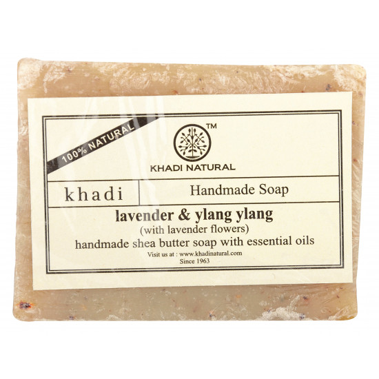 Khadi Natural Lavender & Ylang Ylang with Lavender Flowers Soap| Herbal Soap for Soft Skin| Herbal Soap with Essential Oil | Handmade Bathing Soap | Suitable for All Skin Types|100gm