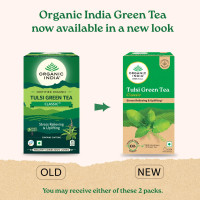 A TATA Product - Organic India Tulsi Green Tea Classic - 25 Tea Bags, Uplifts Mood, Rich in Antioxidants, Blend of Rama, Krishna & Vana Tulsi, Certified Organic