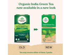 A TATA Product - Organic India Tulsi Green Tea Classic - 25 Tea Bags, Uplifts Mood, Rich in Antioxidants, Blend of Rama, Krishna & Vana Tulsi, Certified Organic