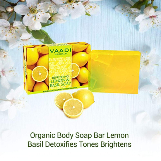 Vaadi Herbals Refreshing Lemon and Basil Soap, 3 x 75g