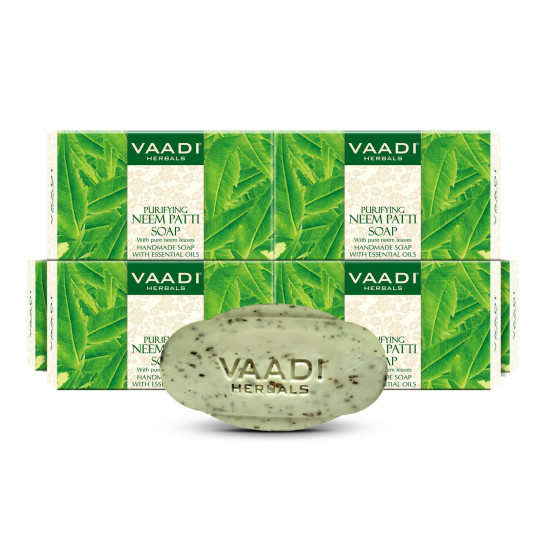 Vaadi Herbals Neem Patti Soap, Pure Neem Leaves, 75gms x 6