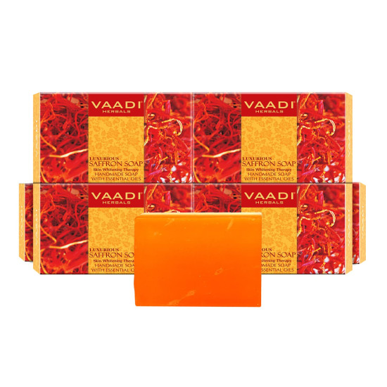 Vaadi Herbals Super Value Luxurious Saffron Skin Whitening Therapy Soap, 75g (Pack Of 6)