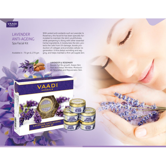 Vaadi Herbals Lavender Anti Ageing Spa Facial Kit with Rosemary Extract, 270g