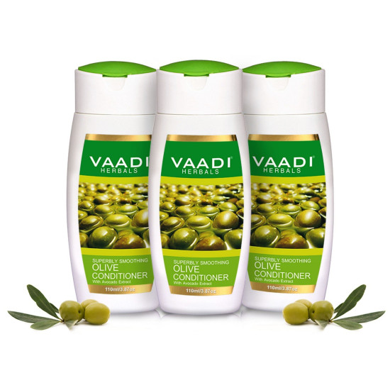 Vaadi Herbals Olive Conditioner with Avocado Extract, 3 x 110ml