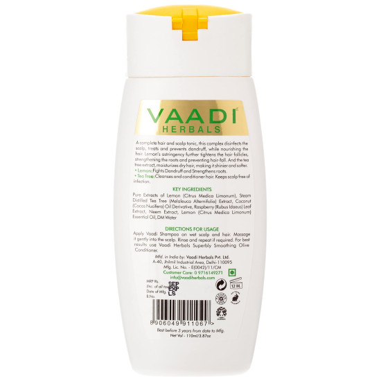 Vaadi Herbals Value Dandruff Defense Lemon Shampoo with Extract of Tea Tree, 3 x 110ml