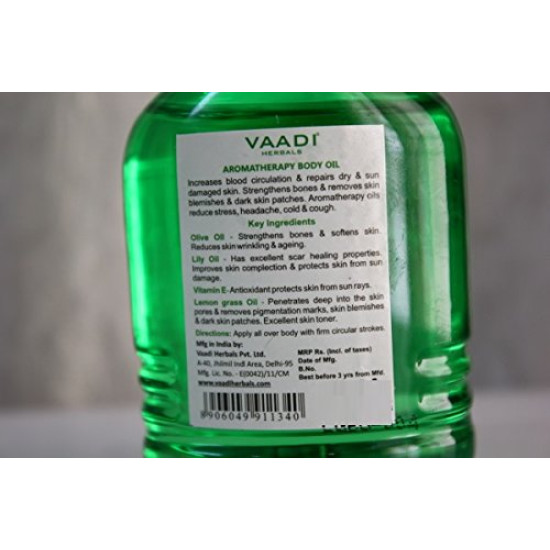 Vaadi Herbals Aromatherapy Body Oil, Lemongrass and Lily, 110ml