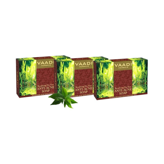 Vaadi Herbals Becalming Tea Tree Soap Anti Acne Therapy, 75g x 3