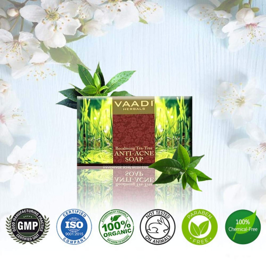 Vaadi Herbals Becalming Tea Tree Soap Anti Acne Therapy, 75g x 3