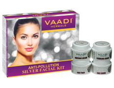 Vaadi Herbals Silver Facial Kit, Pure Silver Dust, Rosemary and Lavender Oil, Sandalwood Paste, 70g