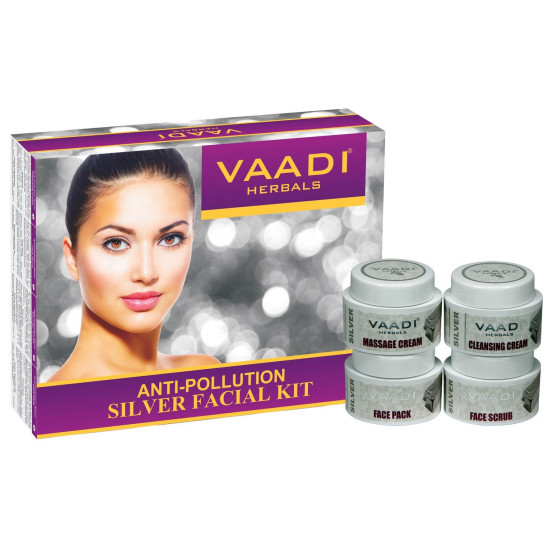 Vaadi Herbals Silver Facial Kit, Pure Silver Dust, Rosemary and Lavender Oil, Sandalwood Paste, 70g