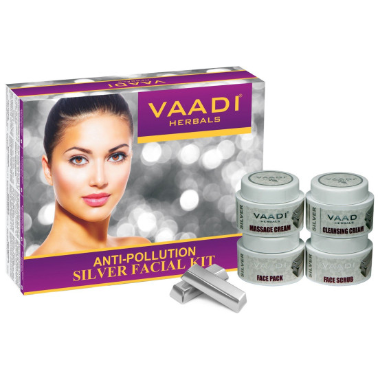 Vaadi Herbals Silver Facial Kit, Pure Silver Dust, Rosemary and Lavender Oil, Sandalwood Paste, 70g