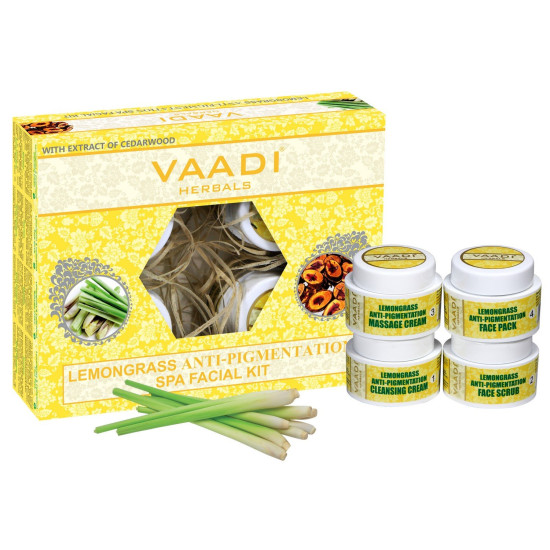 Vaadi Herbals Lemongrass Anti Pigmentation Spa Facial Kit with Cedarwood Extract, 70g