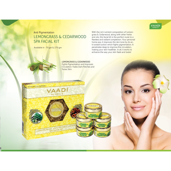 Vaadi Herbals Lemongrass Anti Pigmentation Spa Facial Kit with Cedarwood Extract, 70g