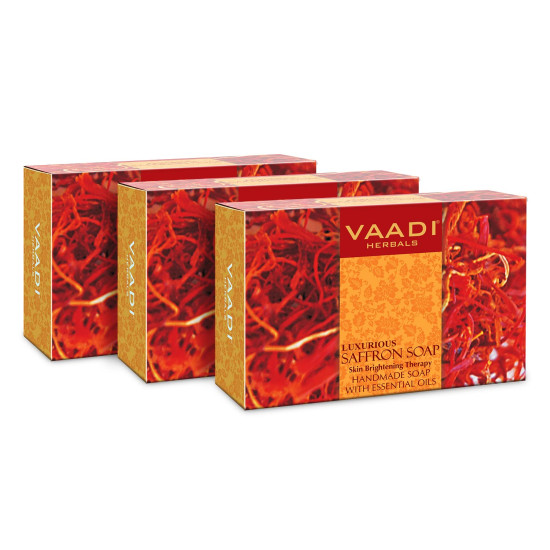 Vaadi Herbals Value Luxurious Saffron Skin Whitening Therapy Soap, 75g (Pack of 3)