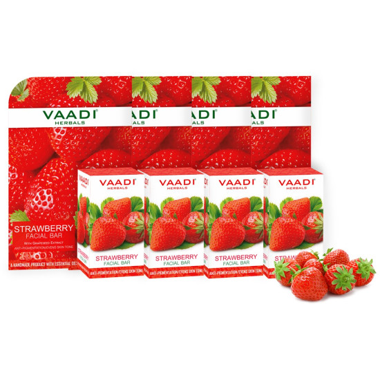 Vaadi Herbals Value Strawberry Facial Bars with Grape Seed Extract, 25gm x 4