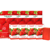 Vaadi Herbals Value Strawberry Facial Bars with Grape Seed Extract, 25gm x 4