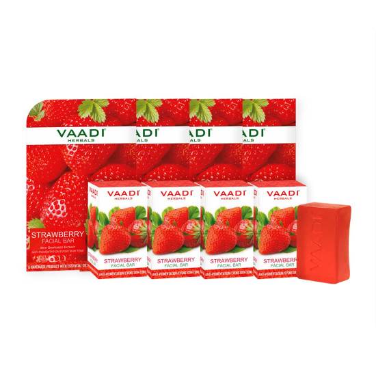 Vaadi Herbals Value Strawberry Facial Bars with Grape Seed Extract, 25gm x 4