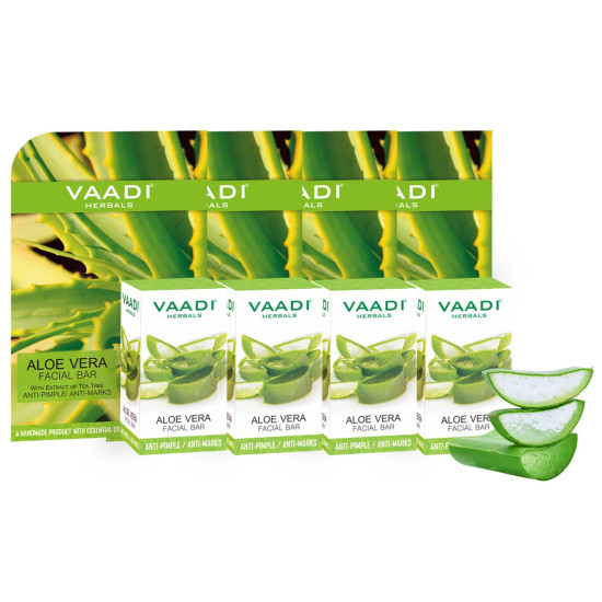 Vaadi Herbals Value Aloe Vera Facial Bars with Extract of Tea Tree, 25gm x 4