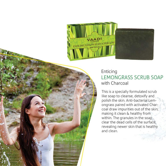 Vaadi Herbals Value Enticing Lemongrass Scrub Soap, 3 x 75g