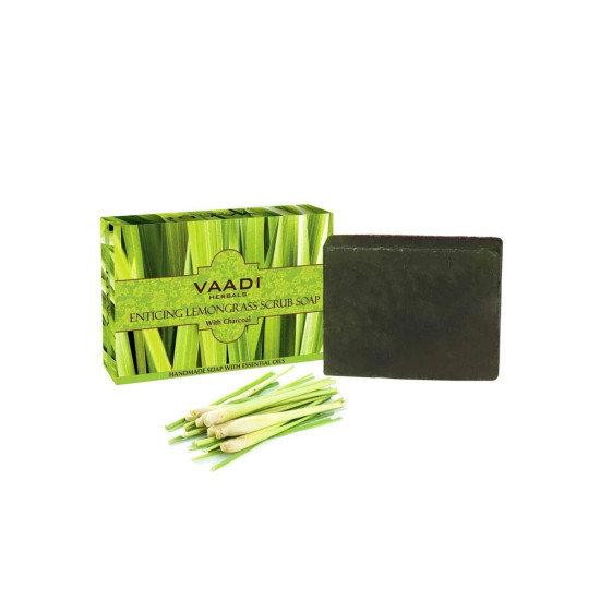 Vaadi Herbals Value Enticing Lemongrass Scrub Soap, 3 x 75g