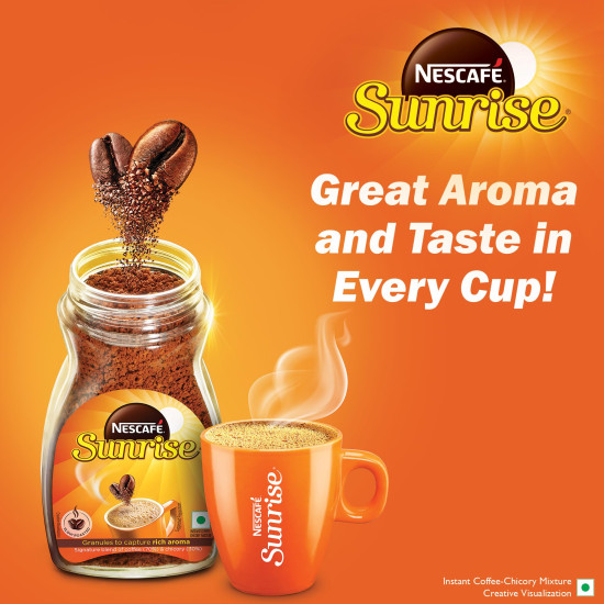 NESCAFE SUNRISE Instant Coffee Powder Pouch| Coffee-Chicory Mix | Rich Taste & Aroma | 50 g