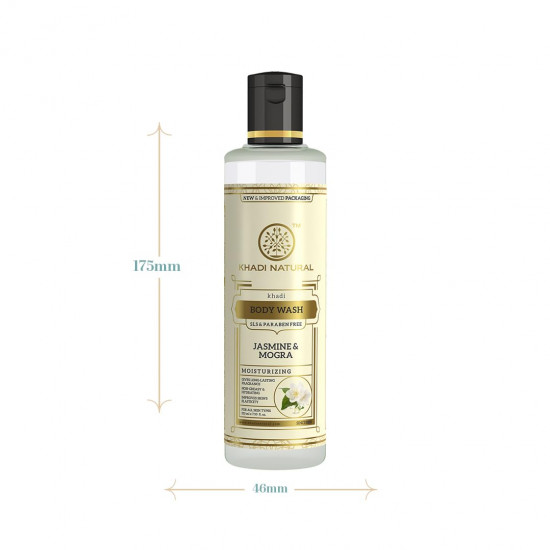 Khadi Natural Jasmine & Mongra Herbal Body Wash | Body Wash for Soft Skin | Hydrating Body Wash with Pleasing Fragrance | SLS & Paraben Free | Suitable for All Skin Types | (210ml)