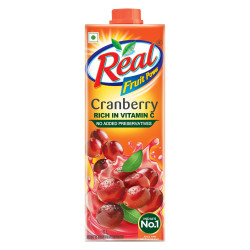DABUR Real Fruit Power Cranberry, 1L - Fresh & Natural Cranberry Juice