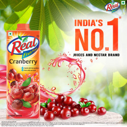 DABUR Real Fruit Power Cranberry, 1L - Fresh & Natural Cranberry Juice