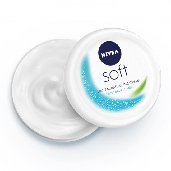 NIVEA Soft Light Moisturizer For Face, Hand & Body, Instant Hydration, Non-Greasy Cream With Vitamin E & Jojoba Oil, 100ml