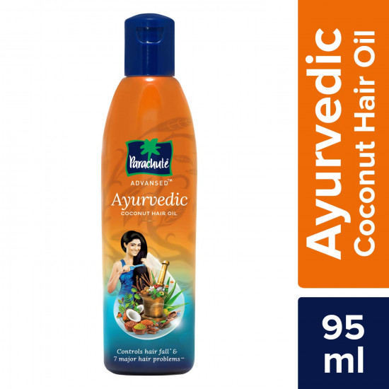 Parachute Advansed Ayurvedic Coconut Hair Oil with Neem, Amla, Bhringraj & 22 Natural Herbs | Reduces Dandruff, Thinning & prevents Hair fall | 95ml