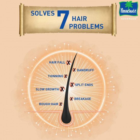 Parachute Advansed Ayurvedic Coconut Hair Oil with Neem, Amla, Bhringraj & 22 Natural Herbs | Reduces Dandruff, Thinning & prevents Hair fall | 95ml