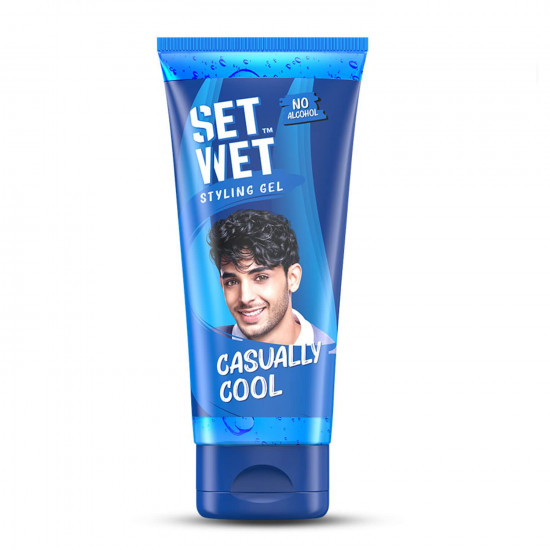 Set Wet Styling Hair Gel for Men - Casually Cool, 50gm | Medium Hold, High Shine | For Medium to Long Hair |No Alcohol, No Sulphate