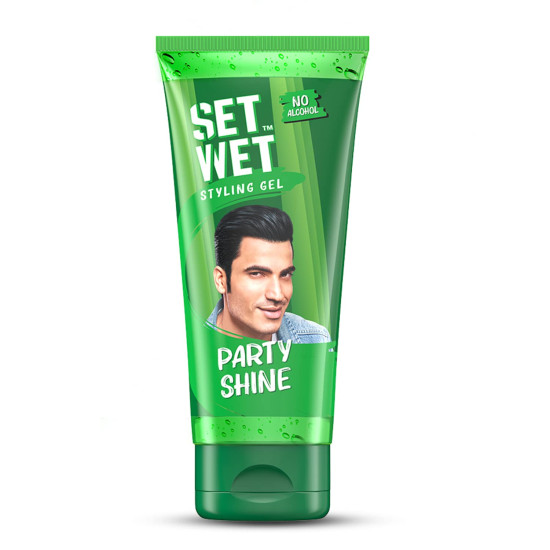 Set Wet Styling Hair Gel for Men - Party Shine, 50gm | Strong Hold, High Shine |For Short to Medium Hair| No Alcohol, No Sulphate