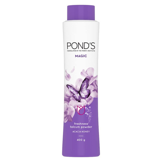 Pond’s Magic, Freshness Talcum Powder, 400g, with Acacia, Honey Fragrance, Long-lasting Fragrance, Cooling Fresh Talc for Face & Body, For Men & Women