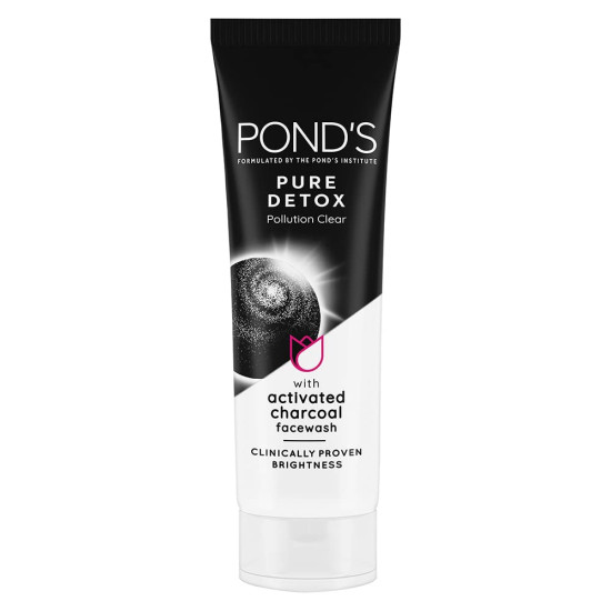 Pond's Pure Detox Anti-Pollution Purity Face Wash With Activated Charcoal Deep Cleans Impurities Dirt And Pollution For 2X Brighter Glowing Skin,50 g