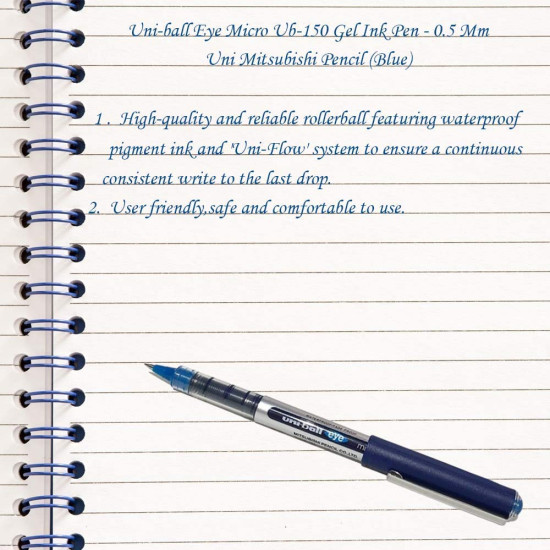 uni-ball Eye UB-150 0.5mm Roller Ball Pen | Blue Ink, Pack of 10